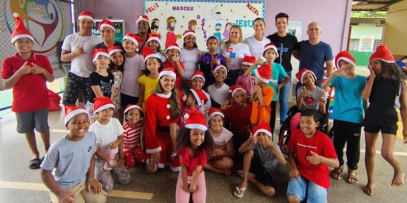 Festa de Natal com brinquedos infláveis